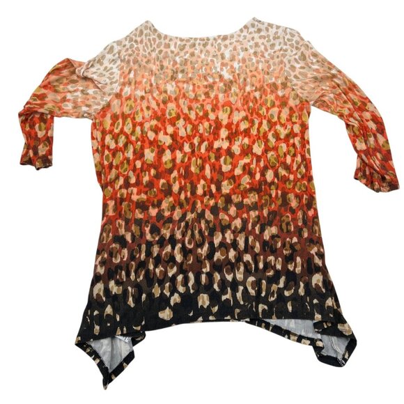 Ruby Rd. Women's Petite Small Leopard Print 3/4 Sleeve Tunic Top Rhinestone - Picture 4 of 4